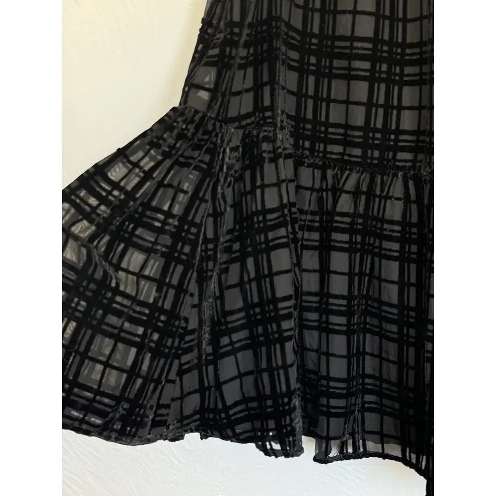 NEW Anthropologie Corey Lynn‎ Calter Mini Dress Holiday Plaid Black Ruffle Sz XS